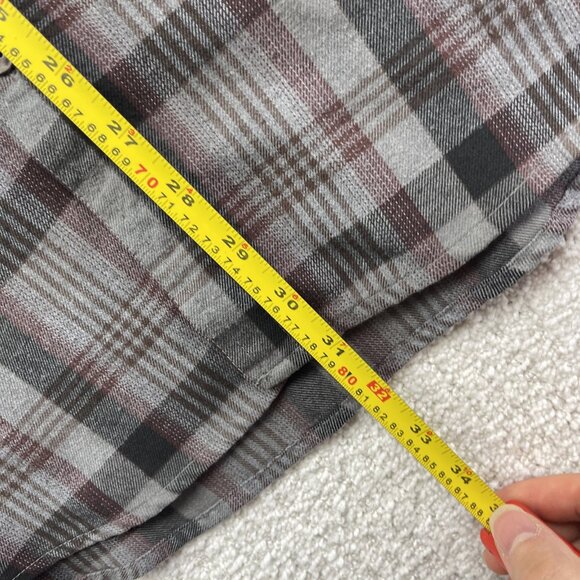Royal Robbins Grey / Red Flannel Plaid Outdoor Button Up Shirt Size Large Camp - Picture 8 of 14